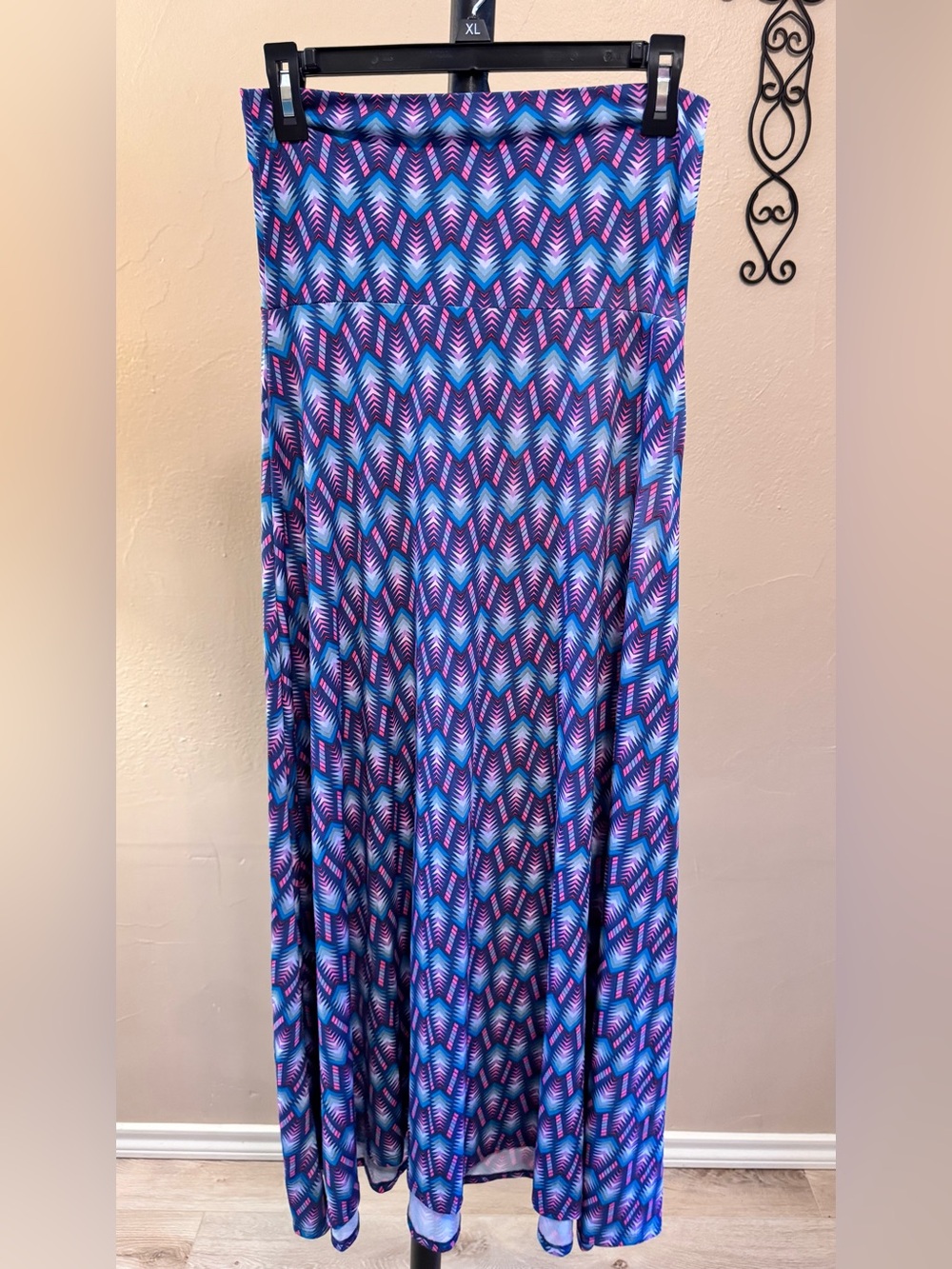 LulaRoe Printed Blue & Pink Maxi Skirt, womens, Sz XXS